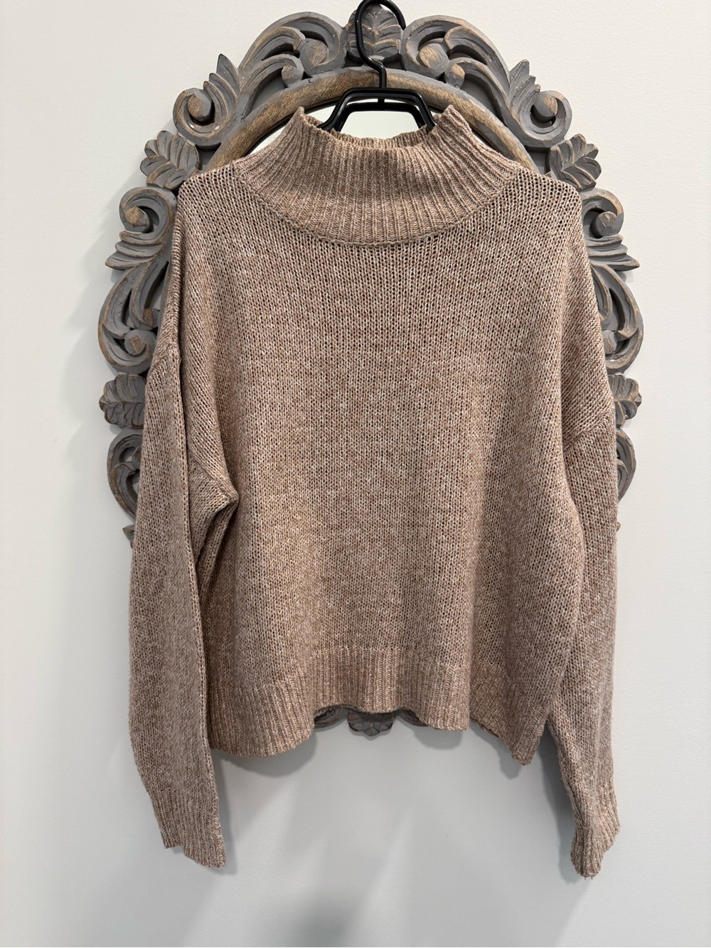 Cozy Taupe Mock Neck Women's Sweater